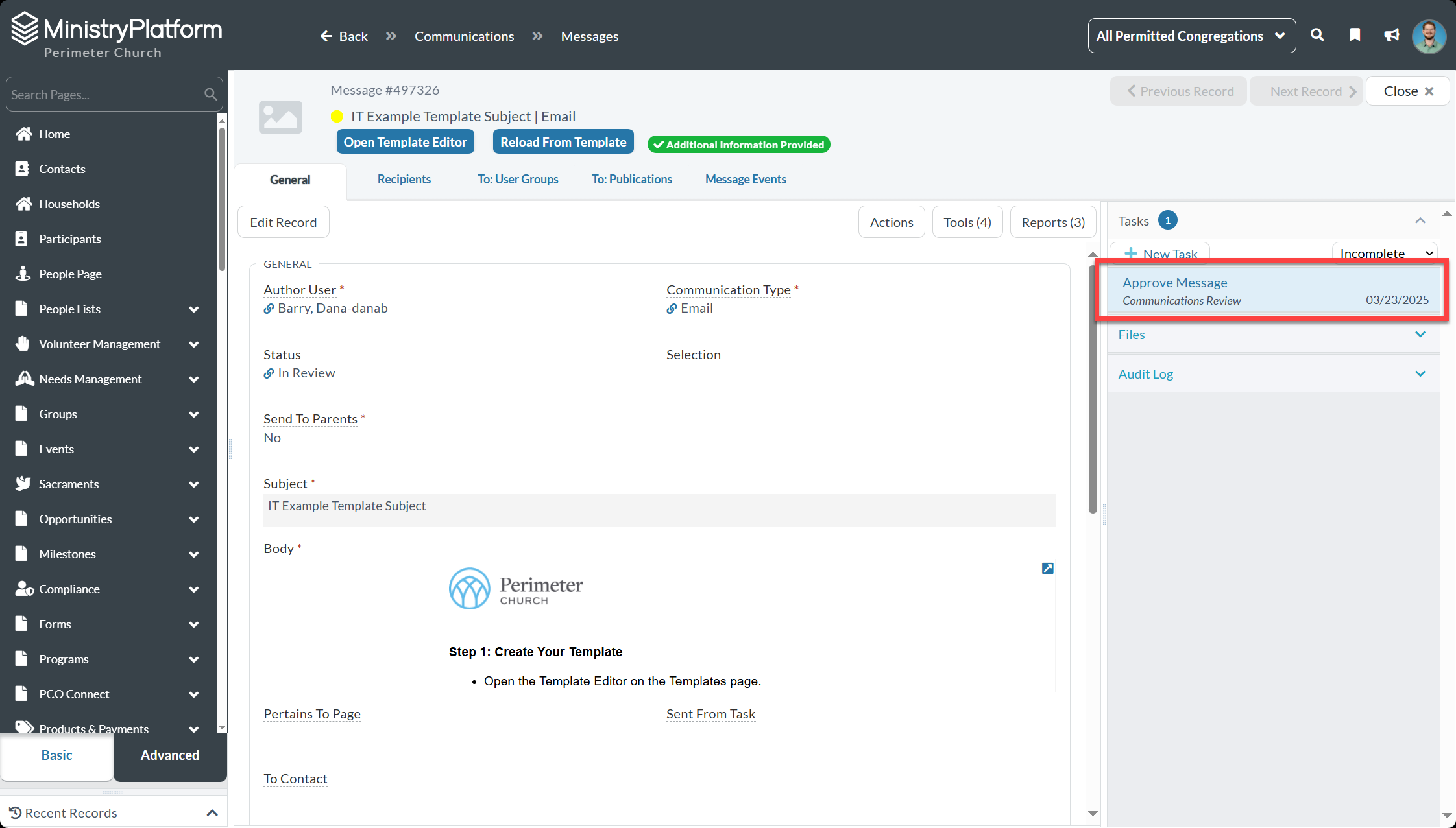 Approve Message Task