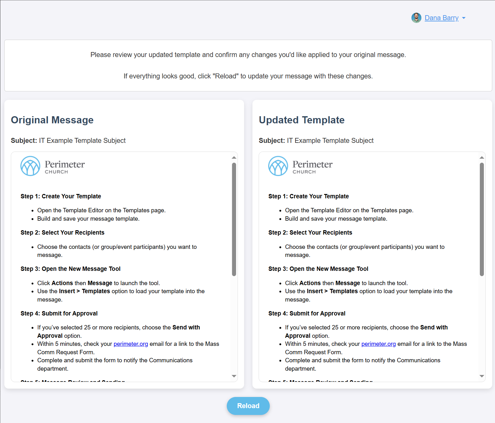 Reload From Template Tool