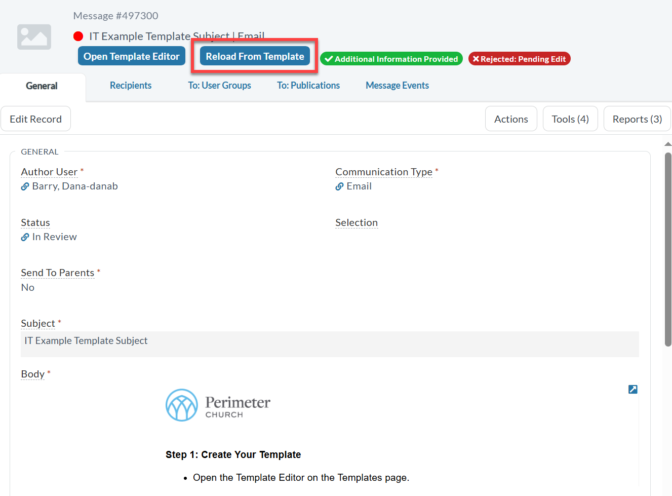 Reload From Template Button