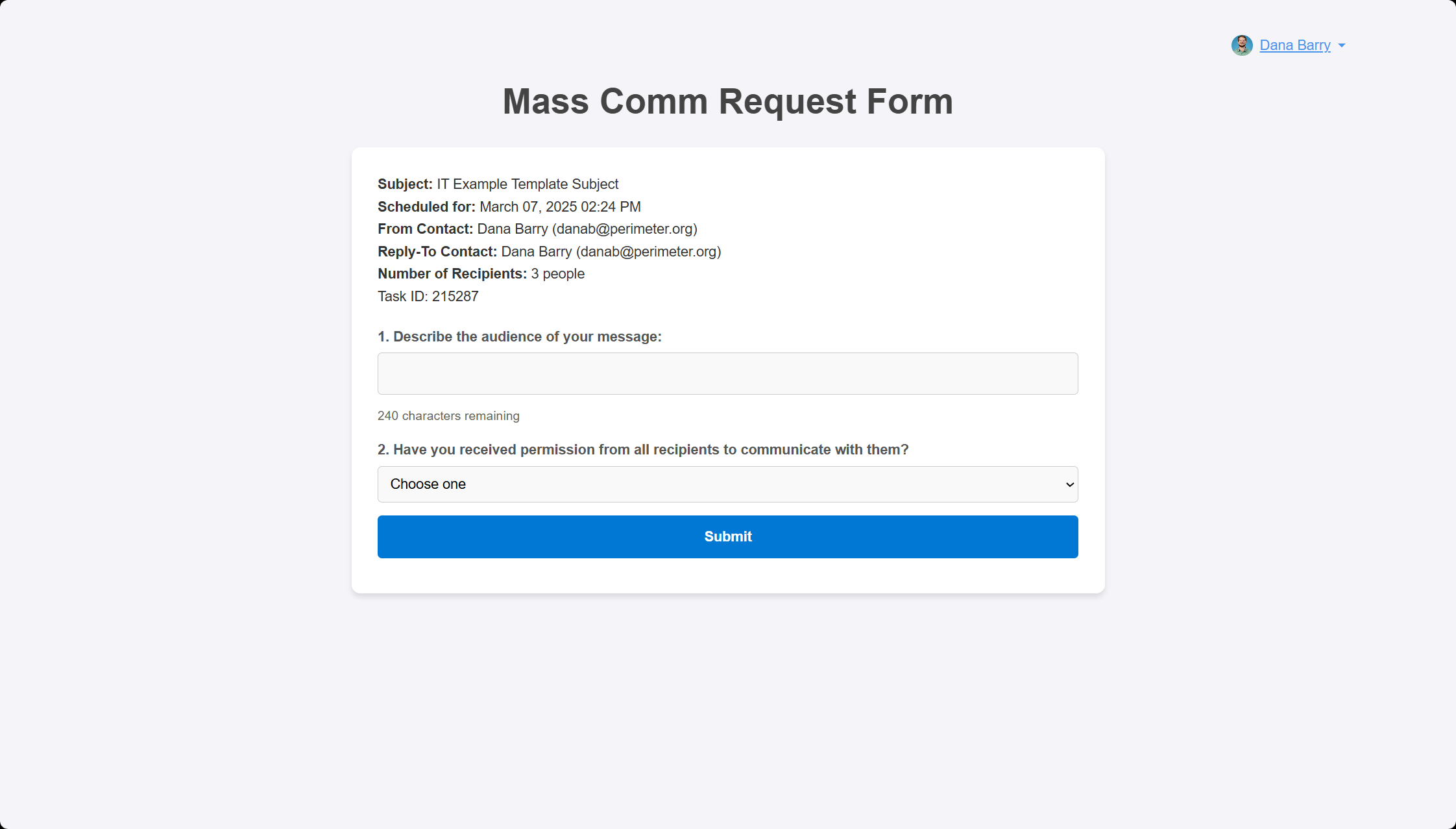 Mass Comm Request Form