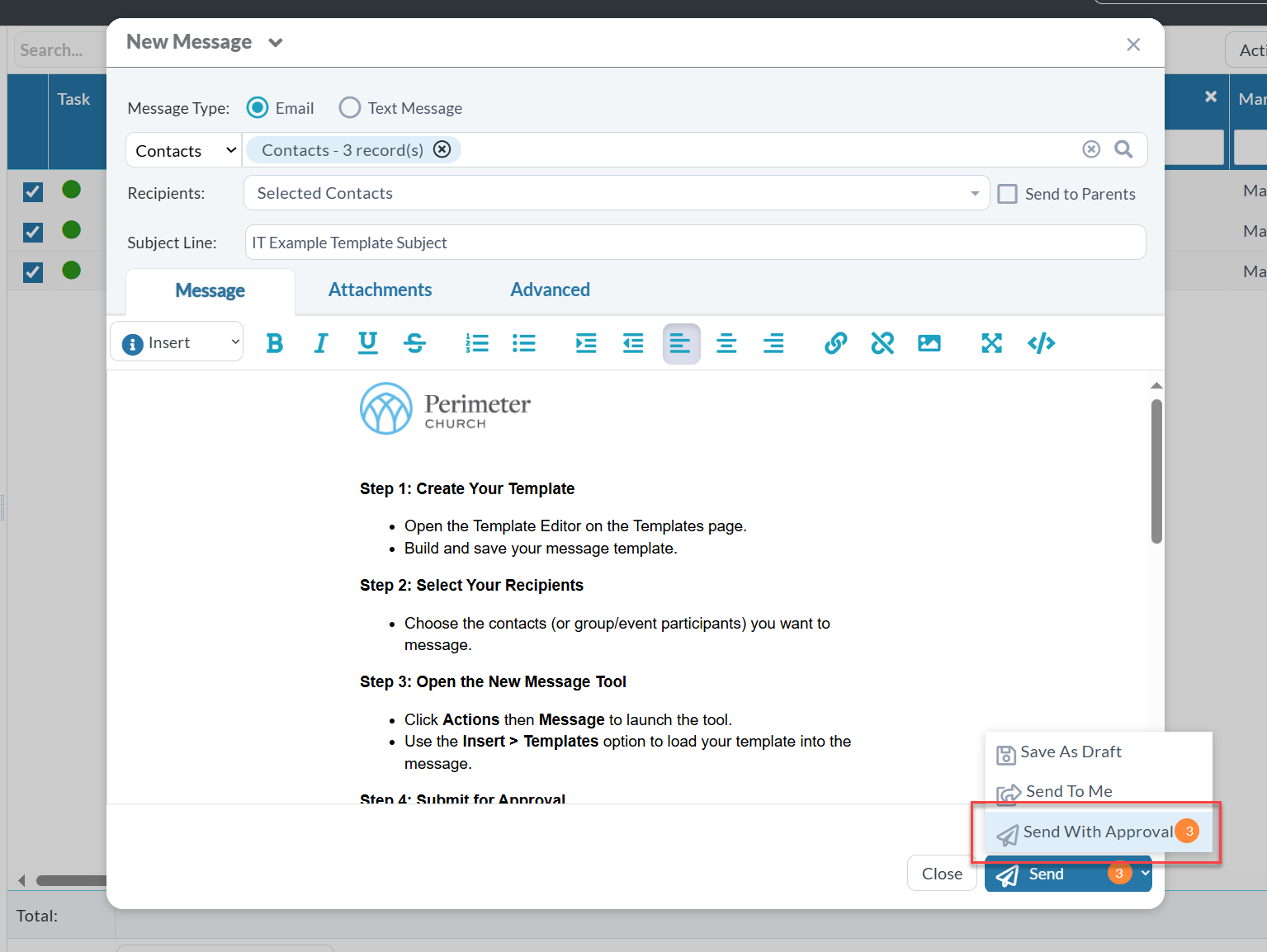 Send with Approval Option